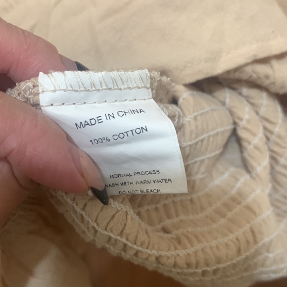 Simplee Plus Size 2X Women Smocked Bodycon Off Shoulder Puff Oatmeal Midi Dress - Picture 8 of 8